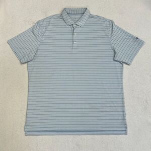 Mens Johnnie-O Blue Striped‎ Short Sleeve Wicking Golf Polo Shirt Size XL EUC